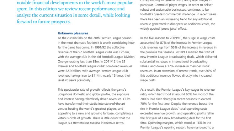 Foreword - Deloitte Annual Review of Football Finance 2012