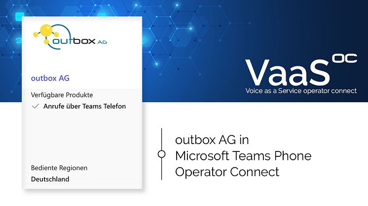 outbox AG als Telefonieanbierter im Microsoft Teams Admin Center verfügbar.