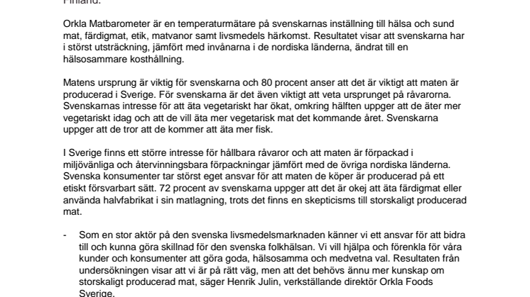 Ökat intresse för hälsosam mat i Sverige 