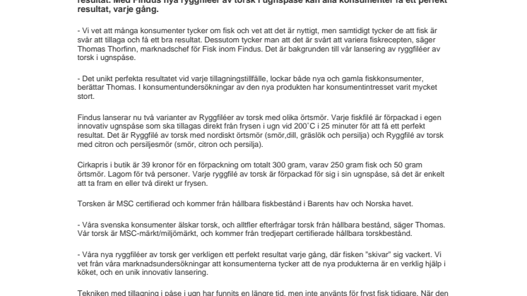 Lätt att lyckas med fisk - unik lansering från Findus 