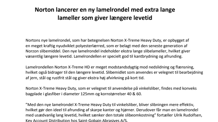 Ny lamelrondel med ekstra lange lameller som giver længere levetid