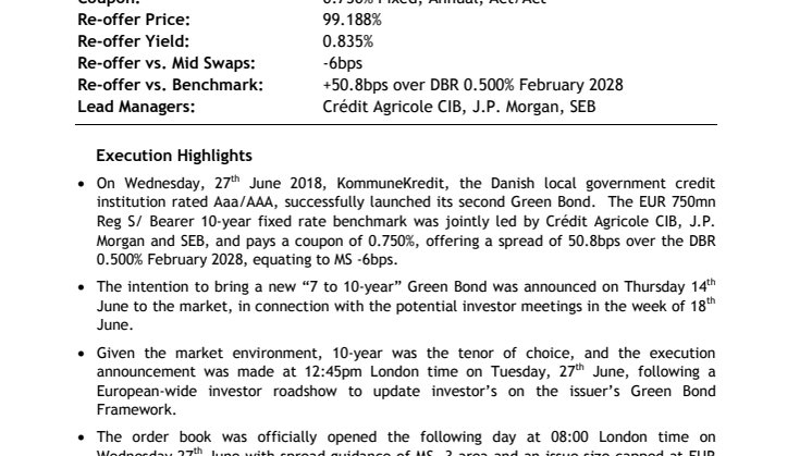 Press Points KK inaugural Green Bond
