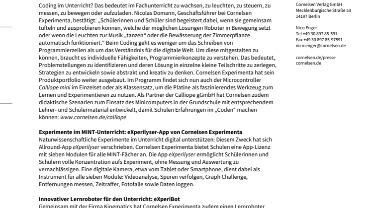 Mit Coding und Robotik zum Computational Thinking: Digitales Lernen mit Cornelsen Experimenta 
