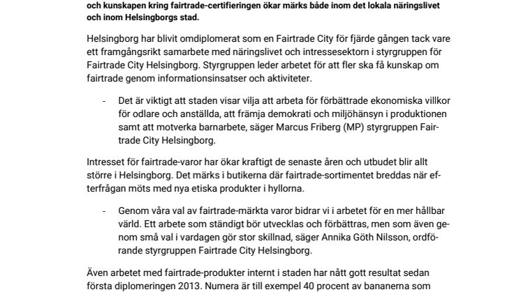 Fördjupat Fairtrade City-arbete fjärde året
