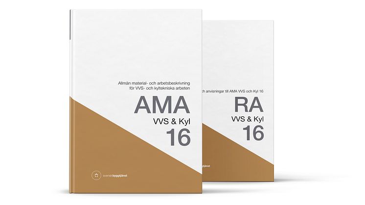 Referensverket AMA VVS  & Kyl 16, med tillhörande råd och anvisningar RA VVS & Kyl 16, grundligt aktualiserade för att hålla AMA i takt med tiden.