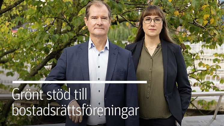 Mårten Lilja, vice vd Riksbyggen och Johanna Ode bostadspolitisk expert på Riksbyggen.