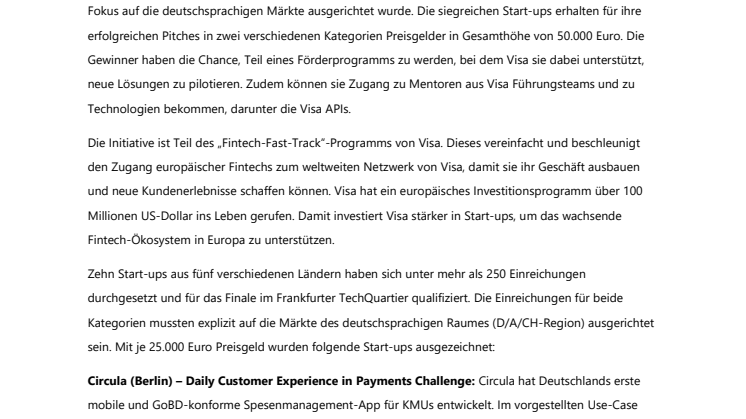 Weltweites Start-up-Programm: Circula und MotionTag gewinnen Visa’s Everywhere Initiative D/A/CH