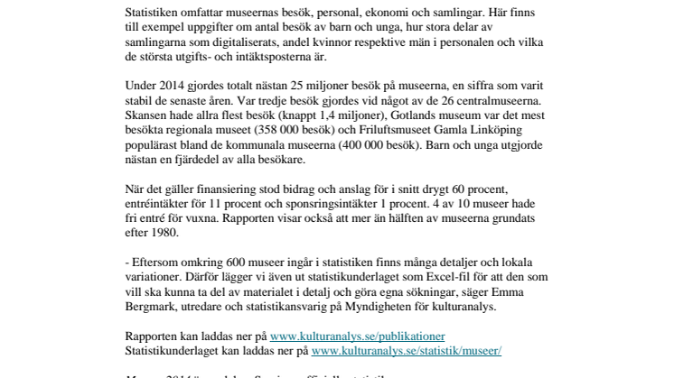 Ny statistik: Museer