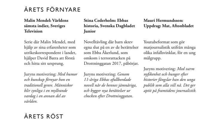 De kan vinna Stora Journalistpriset 2019