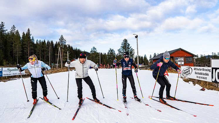 Norges raskeste - Ludvig Søgnen Jensen (andre fra venstre), er blant de ca. 100 deltagerne som står på start under World Sprint Series i Trysil. Foto: Jonas Sjögren