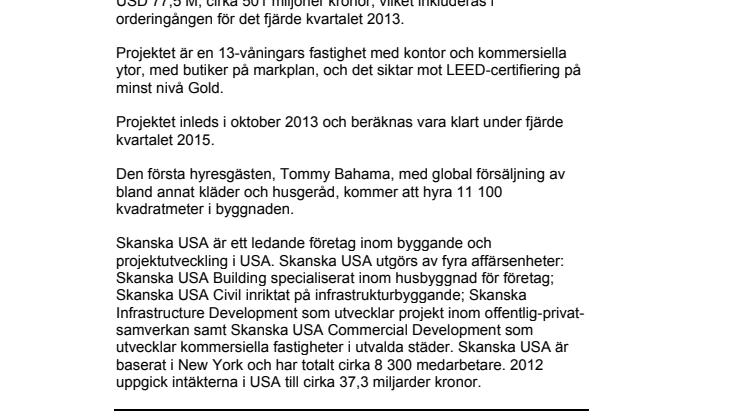 Skanska investerar cirka 980 miljoner kronor i en kontorsfastighet i Seattle, USA