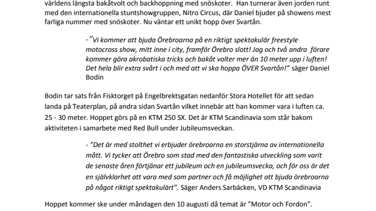 Årets största motorsporthändelse i centrala Örebro!