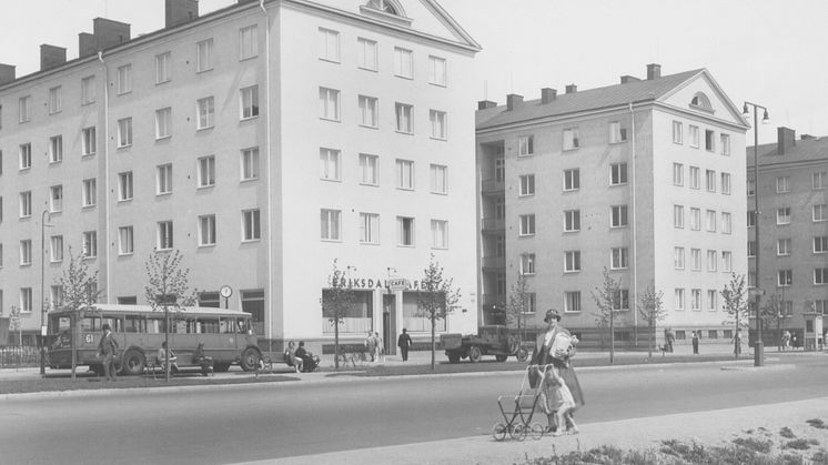 I mitten av 1930-talet byggdes kvarteren Kartan och Skalan på Södermalm. Foto: SKBs arkiv. 