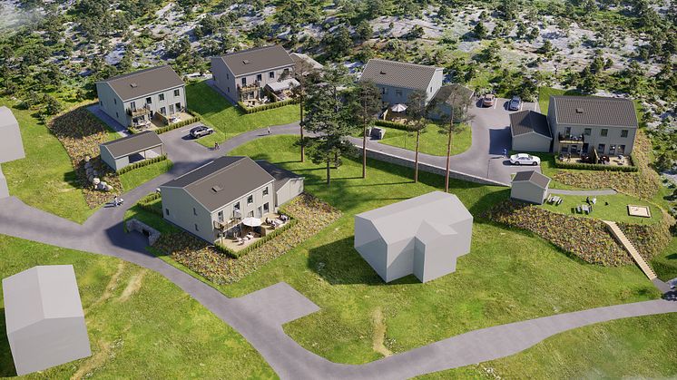 Brf Batteriet, OBOS bostadsprojekt i Hjuvik. 3D-bild av 3D Nord. 