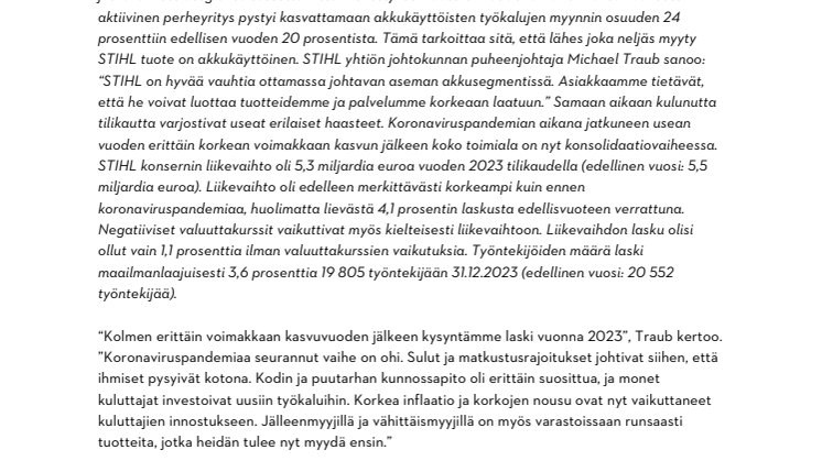 STIHL_Tilikausi 2023_STIHL kasvattaa akkukäyttöisten tuotteiden osuutta kokonaismyynnistä.pdf