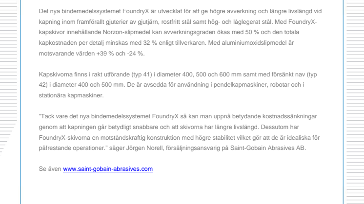 Nya kapskivor för gjuterier