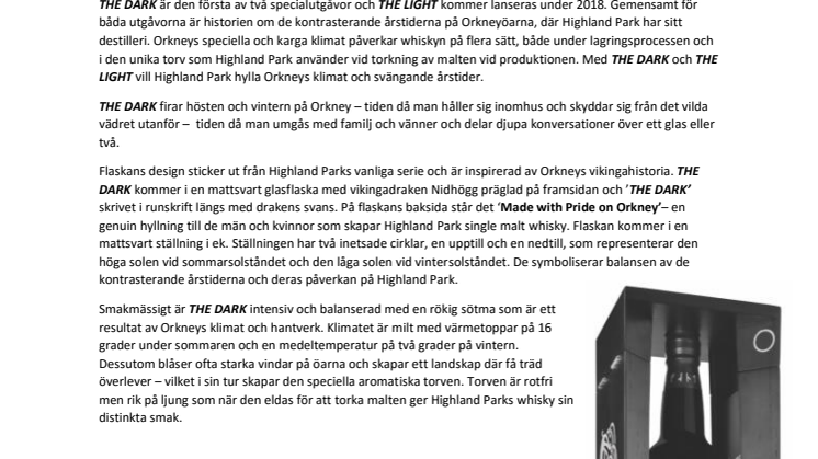 HIGHLAND PARK PRESENTERAR ‘THE DARK’