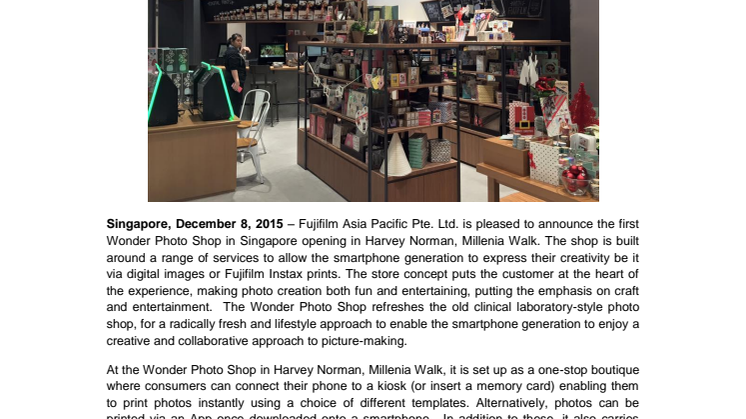FIRST Wonder Photo Shop in Singapore opens in Harvey Norman, Millenia Walk