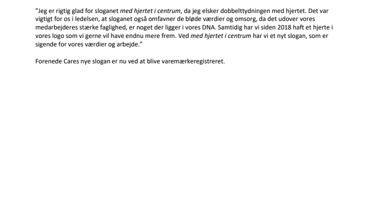 Nyt slogan til Forenede Care A/S