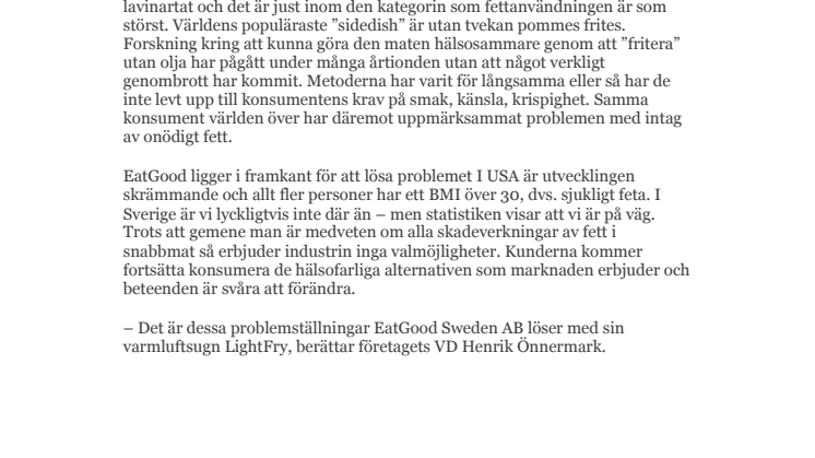 Ugn som friterar med luft istället för olja presenteras på Gastro Nord