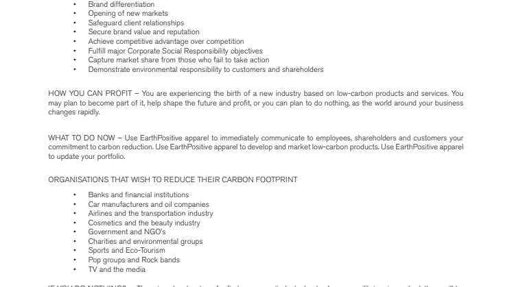 Earth Positive - carboon Opportunity Letter