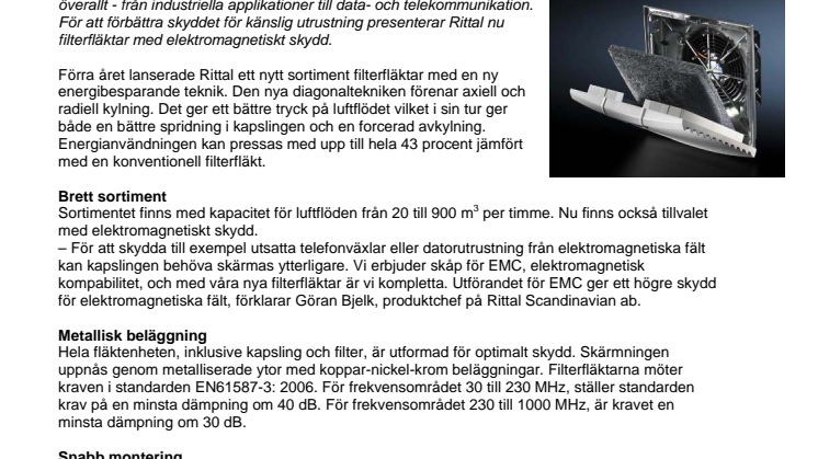 Nya filterfläktar hindrar elektromagnetiska störningar