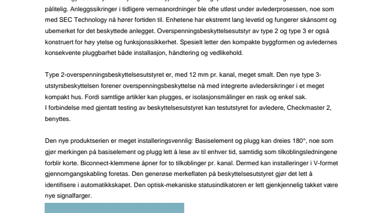 Overspenningsbeskyttelse utviklet på nytt – ytelsessterk og skånsom