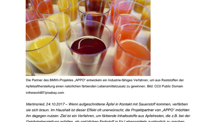 Apfelextrakte als färbende Lebensmittelzutat
