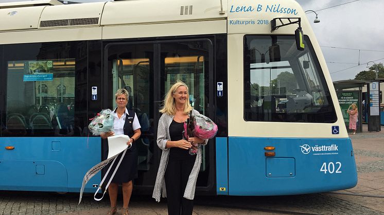 Lena B Nilsson, mottagare av årets Kulturpris från Göteborgs Spårvägar.