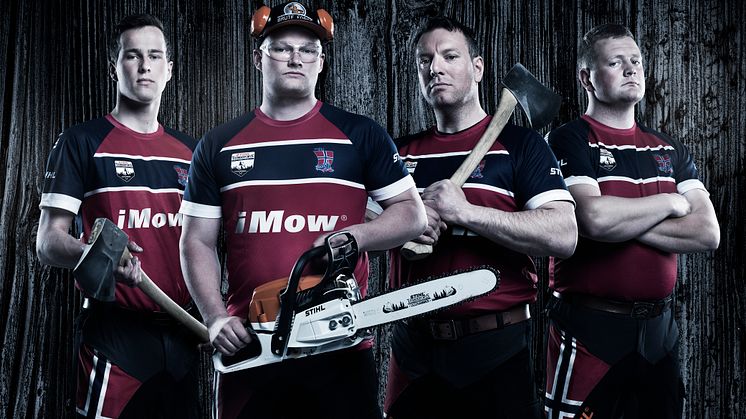 Det Norske landslaget i Stihl Timbersports fra høyre: Ole Magnus Syljuberget, Vebjørn Bleka Sønsteby, Ole Ivar Lierhagen og Jon Arne Borg Engø.