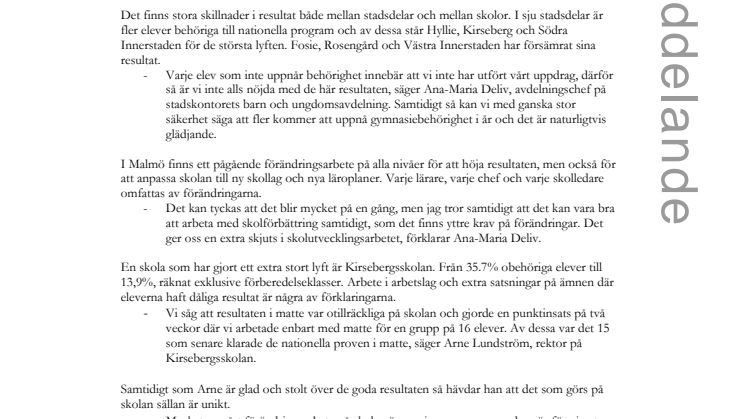 Samma resultat som sist, men fler förväntas bli behöriga till gymnasieskolan