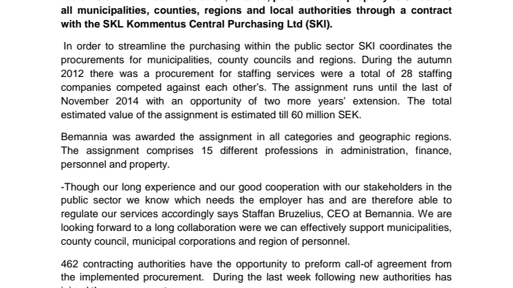 Bemannia is selected as a supplier within the public sector