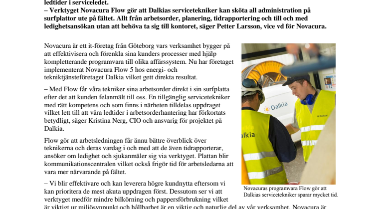 Novacuras programvara Flow  effektiviserar och sparar tid åt Dalkia