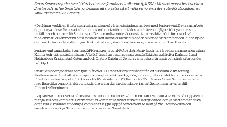 Smart Senior storsatsar på lokala seniorevent