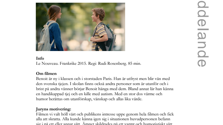 Unga Filmjuryns pris 2016