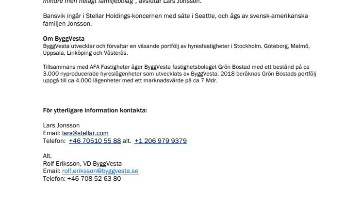 ​Bansvik Holding konsoliderar ByggVesta