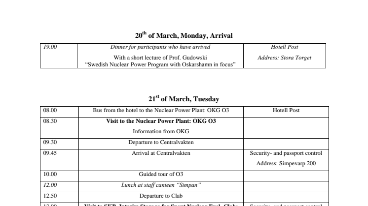 Agenda BRILLIANT Stuidebesök 21-22 mars 2017