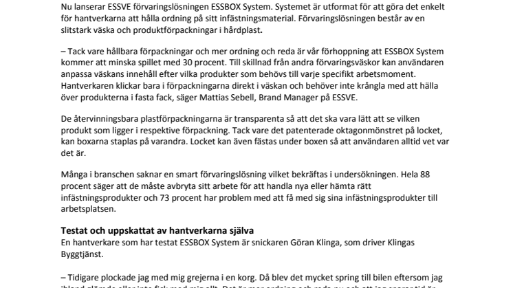 103 miljoner ligger och skräpar – ESSBOX System minskar spillet för hantverkarna