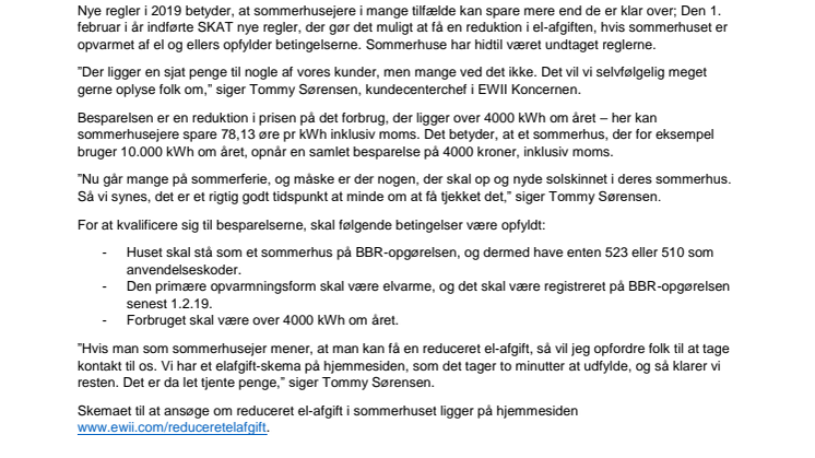 Få reduceret el-afgiften i sommerhuset