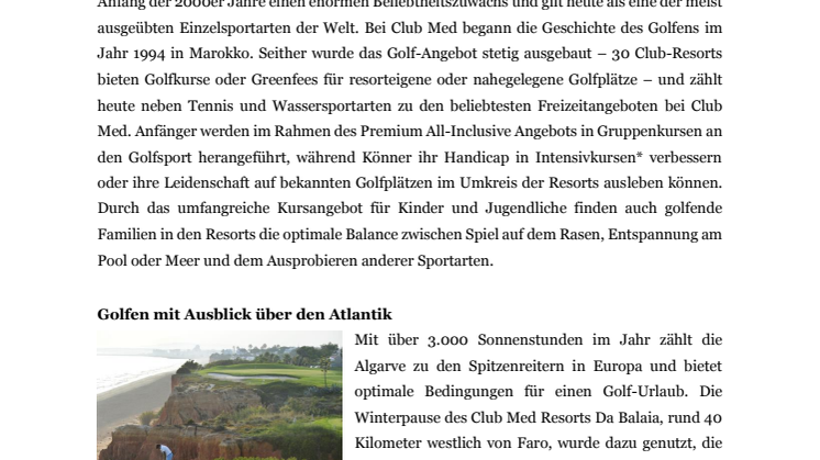 Club Med – wo das Golfer-Herz höherschlägt