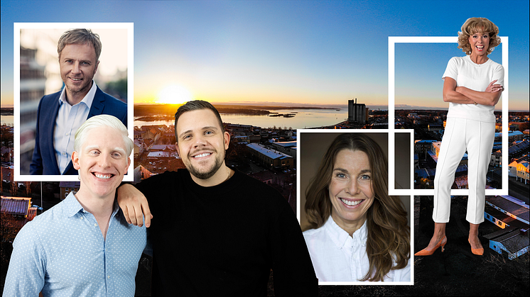 Föreläsarna Olof Röhlander, Magdalena Forsberg och Christina Stielli tillsammans med moderatorerna Niclas Norlindh och Jonathan Jonasson från Den som skrattar förlorar var bokade till årets näringslivsdag som nu ställs in.