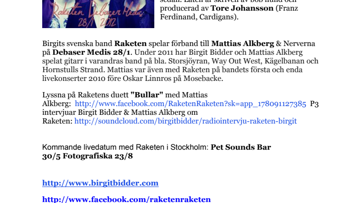 Birgit Bidder medverkar på bob hunds nya skiva  