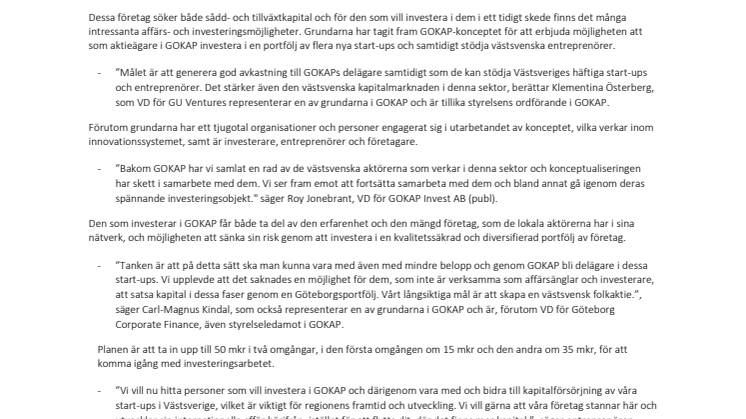 Nu startas GOKAP Invest!