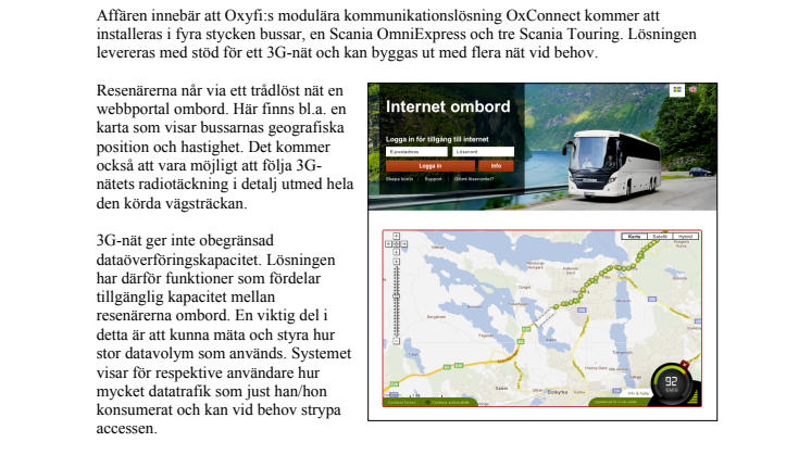 Scania-bussar går online med systemlösning från Oxyfi