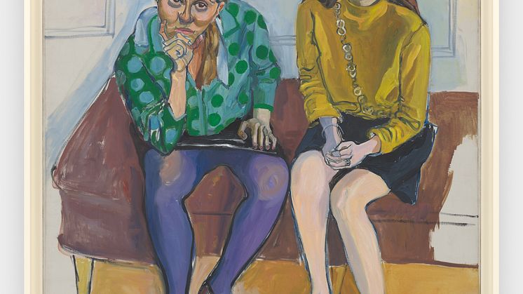 Wellesley Girls (Kiki Djos '68 and Nancy Selvage '67) Alice Neel 1967 Oil on canvasBilde. Private collection © The Estate of Alice Neel Courtesy The Estate of Alice Neel and David Zwirner. Photo by Kerry McFate