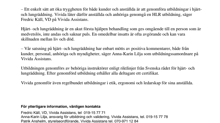 Vivida Assistans satsar på ökad trygghet