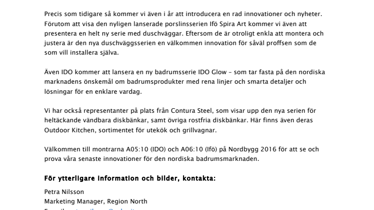 Ifö och IDO visar upp de senaste badrumsinnovationerna på Nordbygg 5-8 april