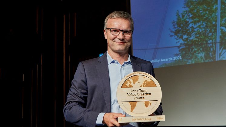 Thomas Kähler, bestyrelsesformand ROCKWOOL Group modtager årets særpris ved Sustainability Awards 2021.