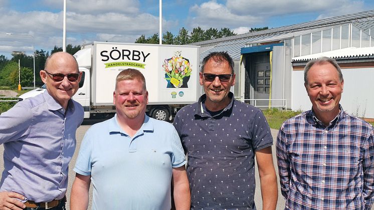 Per Olof Olsson, Lars Hallenberg, Cornelis Schrieken och Staffan Thegel på Sörby Handelsträdgård.