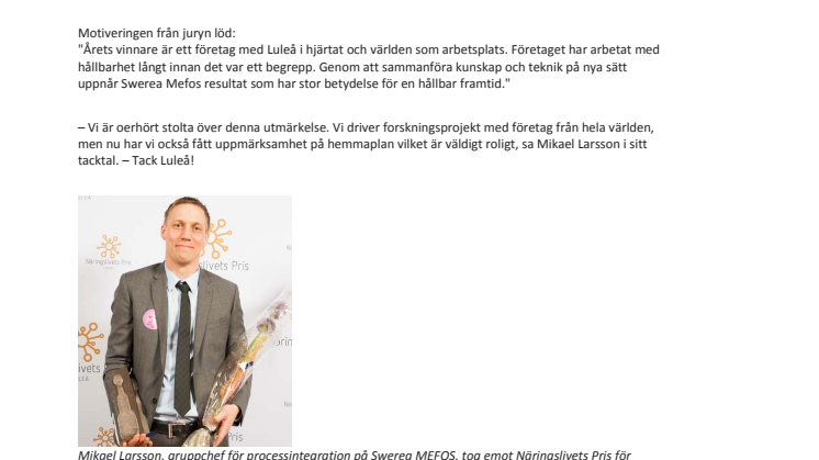 Pris för mångårigt arbete för en hållbar framtid